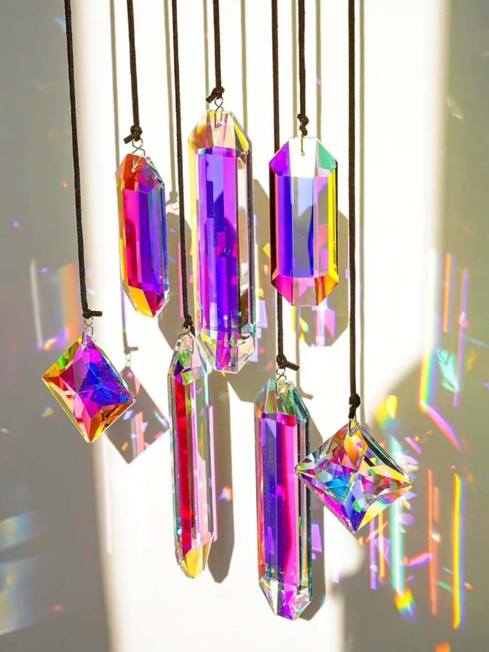7 PCS 3" Crystal Suncatcher Prisms Window Light Reflecting Window Rainbow Makers